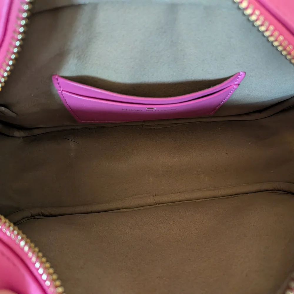 Stuart Weitzman Vibrant Pink Crossbody Bag with Gold Details, See Pics For Flaws - Picture 7 of 17